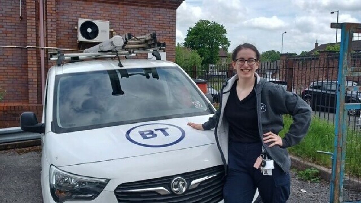 Hannah Rashidi, Chartered Management Degree Apprentice, BT with BT van 